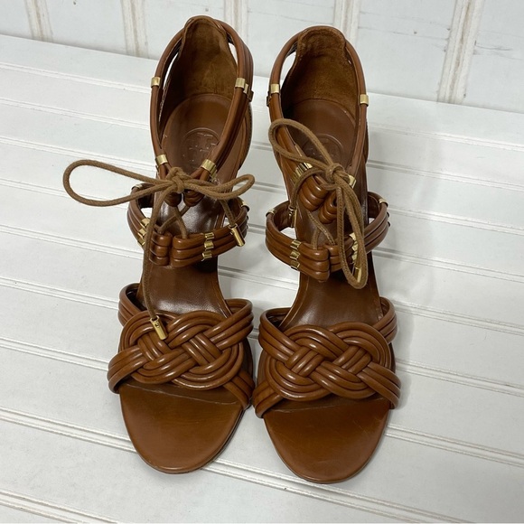 Tory Burch Audrianna Glazed Lounge Lace Up Heels Size 9.5 595 - Picture 14 of 14